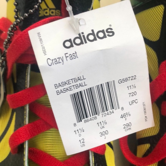 Adidas Crazy Fast Basketball Shoes Size 12  New